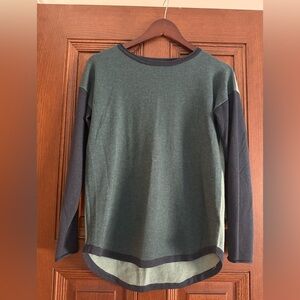 Smartwool Womens Shadow Pine Colorblock Sweater in Mist Blue/Twilight Marl - S